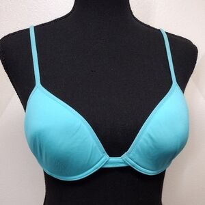 Pink Victoria's Secret turquoise plunge push up underwire bra size 34B